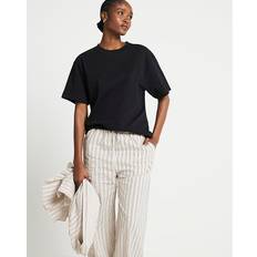 Clothing River Island Womens Black Oversized Plain T-Shirt