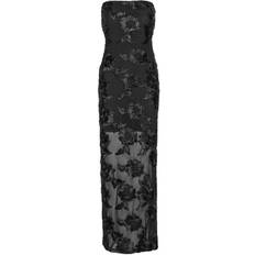 ROTATE Birger Christensen Flower Mesh Tube Dress Black