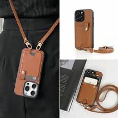 Shein 1pc Fashionable Brown Credit Card Holder With Lanyard, Crossbody Strap And Anti-Fall PU Leather Phone Case Compatible With Apple IPhone 11 12 13 14 15Pro Max Plus, Samsung Galaxy S21 Plus, S21 Ultra, S22, S23, S24, A14, A15, A24, A34, A35, A53, A54, A55, A73, Note20, 20 Ultra, Pixel 5A, 5G, 6, 7, 8 Pro