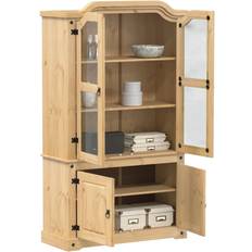 Marron Armoires vidaXL Vitrine En Verre Corona 103.5x42x180 cm Bois De Pin Massif Brun Buffet