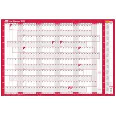 Red Calendars SASCO 2025 Compact Year Wall Planner 610W x 405mm H Landscape With Wet Wipe Pen & Sticker Pack (2410244)