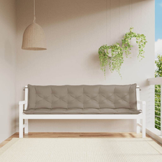 Beige Havebænke vidaXL Hynder Til 2 Stk 200x50x7 cm Oxfordstof Gråbrun Havebænk