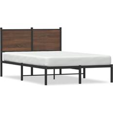 vidaXL Metal Bed Frame With Headboard Bed Brown Oak 120x190 cm Small Double