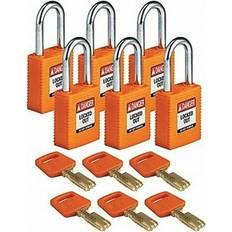 Security Brady NYL-ORG-38ST-KA6PK Nylon Lockout Padlock 6 Keys