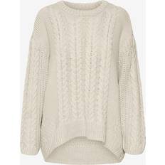 Naturfarvet - Striktrøjer Sweatere Vero Moda Trøje vmSveacable LS O-neck Pullover GA Beige