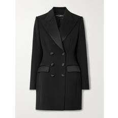 Satin Jakkesæt Dolce & Gabbana Uld Blend Dobbelt-Breasted Jakke Sort