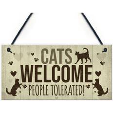 Red Ocean Novelty Cat Signs For Home - One Size Wall Decor