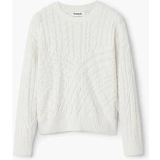 Desigual Men Sweaters Desigual Herringbone Detail Sweater WHITE