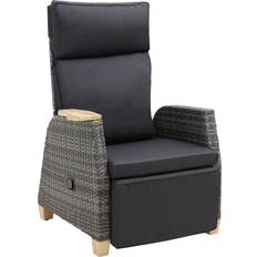 tectake Reclining Garden Armchair Pescara - Adjustable Backrest & Footrest - Grey Lounge Chair