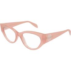 Glasses & Reading Glasses Alexander McQueen Woman AM0380O 004 Optical Frames Acetate Pink Cat Eye