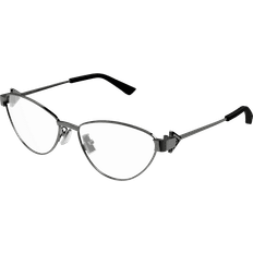 Glasses & Reading Glasses Bottega Veneta Woman BV1188O 001 Optical Frames Metal Grey Cat Eye