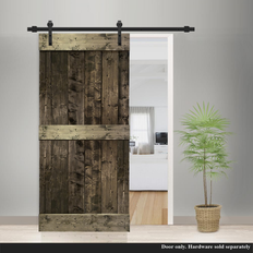 Sliding Doors Mid-Bar Series Stained Solid Wood Interior Barn - Espresso (42 84) Sliding Door L (x)