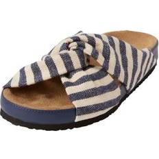 Slides Comfortview Extra Wide Width Women's The Reese Slip On Footbed Sandal in Navy (Size WW)