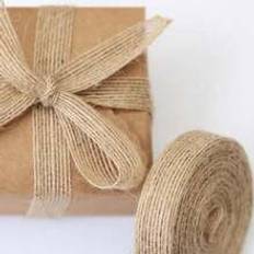 Brown Gift Wrap Ribbons Shein 1Roll Of Natural Burlap Fabric With Burlap Ribbon For Gift Wrapping Wedding Event Party Home Bows Crafts Decoration