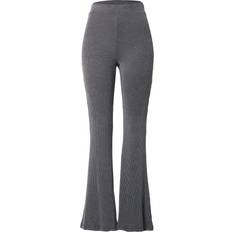 Clothing Monki two-tone rib jersey flare leg trousers in black