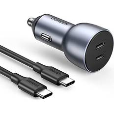 Ugreen 40W USB C Billaddare Dubbel PD cigarettändare med 60W Laddkabel för iPhone 13 12 Galaxy S22 S21