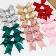 10/50pcs Large Fabric Ribbon Bow Craft Satin Ribbon Bowknots Gift Packaging Christmas Party Decoration Mixed Colors Cute Bow Wrapping, Suitable For Candy Cake Popcorn Sealing Gift Pack