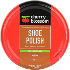 Cherry Blossom shoe polish mid tan shines nourishes protect with carnuba wax