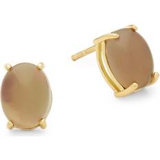 Cabachon Quartz 18K Yellow Gold Stud Earrings