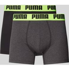 Puma Man Men's Underwear Puma Everyday Basic Boxer - Dark Grey Melange/Yellow