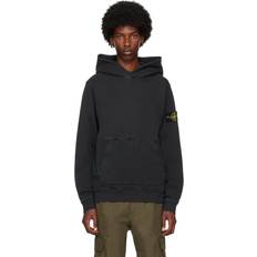 Stone Island Black Logo Patch Hoodie V0129 BLACK