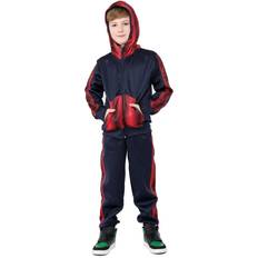 Red Tracksuits Children's Clothing Kids boys zebra panelled navy & red tracksuit hooded hoodie & bottom set joggers