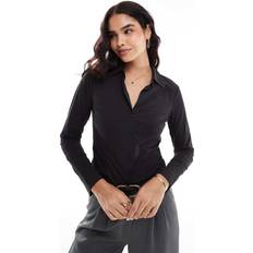 Black - Women Shirts Stradivarius Basic fitted shirt Black