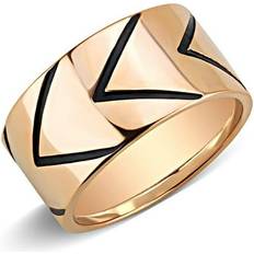 Rose Gold Plated - Unisex Rings Precious Stone Unisex IP Rose Gold Stainless Steel Ring with Epoxy in Jet