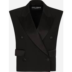 Effen kleur Pakken Dolce & Gabbana Sleeveless Double-breasted Tuxedo Jacket Black Wool