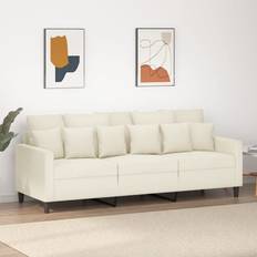 Sammet Soffor vidaXL 3-sitssoffa Gräddvit 180 cm Sammet Soffa 3-sits