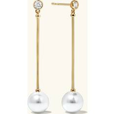 Ani Jewels Long Pearl Earrings Gold