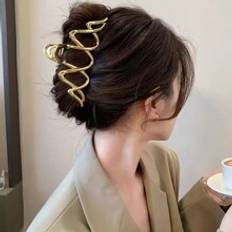 Shein 1pc Large Pearl & Gold-Tone Curved Hair Clip