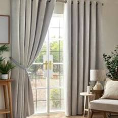Luxury Living Chenille Blackout Ring Top Eyelet Curtains 46" x 54" Silver