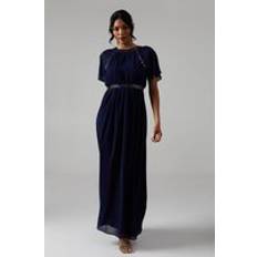 Clothing Coast Angel Sleeve Embellished Chiffon Bridesmaids Dress Navy