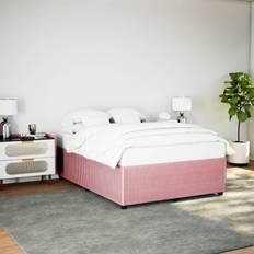 Bed Frame Without Mattress Pink 140x200 cm Velvet