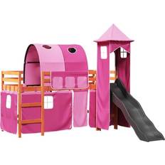 vidaXL Kinderhochbett Mit Turm Rosa 90x200 cm Massivholz Kiefer