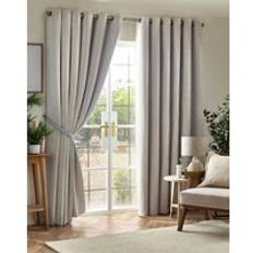 Luxury Living Chenille Blackout Ring Top Eyelet Curtains - Silver - 229 cm x 90 cm