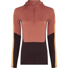 Brown - Women Base Layer Tops Icebreaker Merino Sonebula Hood Long Sleeve Base Layer