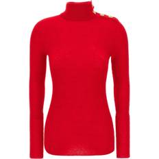 Balmain Paidat Balmain Balmain-Mohair Button Sweater Maglioni Rosso-Donna