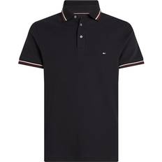 Elastan/Lycra/Spandex Poloshirts Tommy Hilfiger Slim Fit Tipped Polo Shirt Black