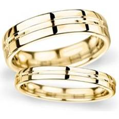 Goldsmiths 8mm Shape Standard Grooved Polished Finish Wedding Ring In Carat Yellow Gold Ring