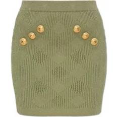 Gold - Short Skirt Skirts Balmain Balmain-Openwork Knit Skirt Gonne Verde-Donna Green 36FR