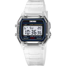 (White, CHINA) Womens Digital Transparent TPU Shockproof Ladies Wristwatch