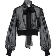 Silk Tops Dolce & Gabbana Gabbana-Cropped Chiffon Blouse Camicie Nero-Donna Black 44IT