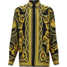 Gold Shirts Versace Barocco Print Silk Shirt