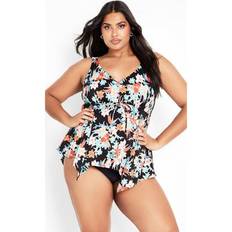 Avenue Swimwear Avenue Plus Women's Sharkbite Print Tankini Top in La Palma Floral (Size 16)