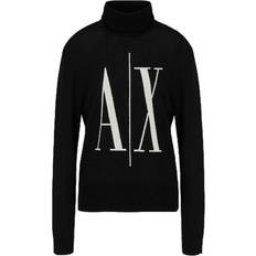 Armani Exchange Knitted Sweaters Jumpers Armani Exchange Turtlenecks, female, Black, Black Wool Sweater