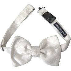 Dolce & Gabbana White Floral Silk Adjustable Men Neck Bow Tie