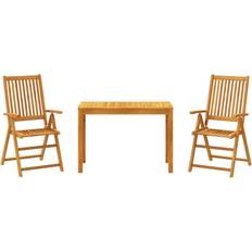 Bois Ensembles repas de patio 3 Pcs À Manger Jardin - Bois D'acacia Solide Ensemble repas de patio, 1 Table incluse 2 Chaises