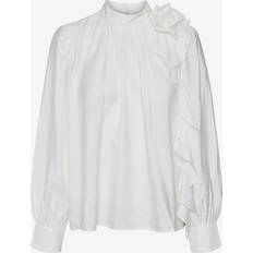 Vero Moda Bluser Vero Moda Bluse vmBailey LS Frill Top Wvn GA Hvit